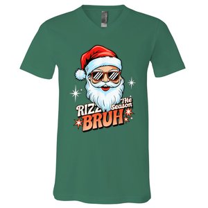 Rizzmas Santa Xmas Rizz The Season Bruh Funny Christmas V-Neck T-Shirt