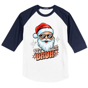 Rizzmas Santa Xmas Rizz The Season Bruh Funny Christmas Baseball Sleeve Shirt