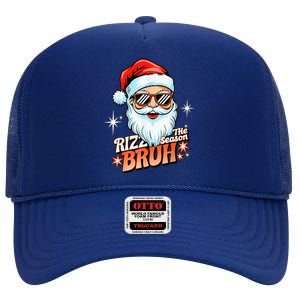 Rizzmas Santa Xmas Rizz The Season Bruh Funny Christmas High Crown Mesh Back Trucker Hat