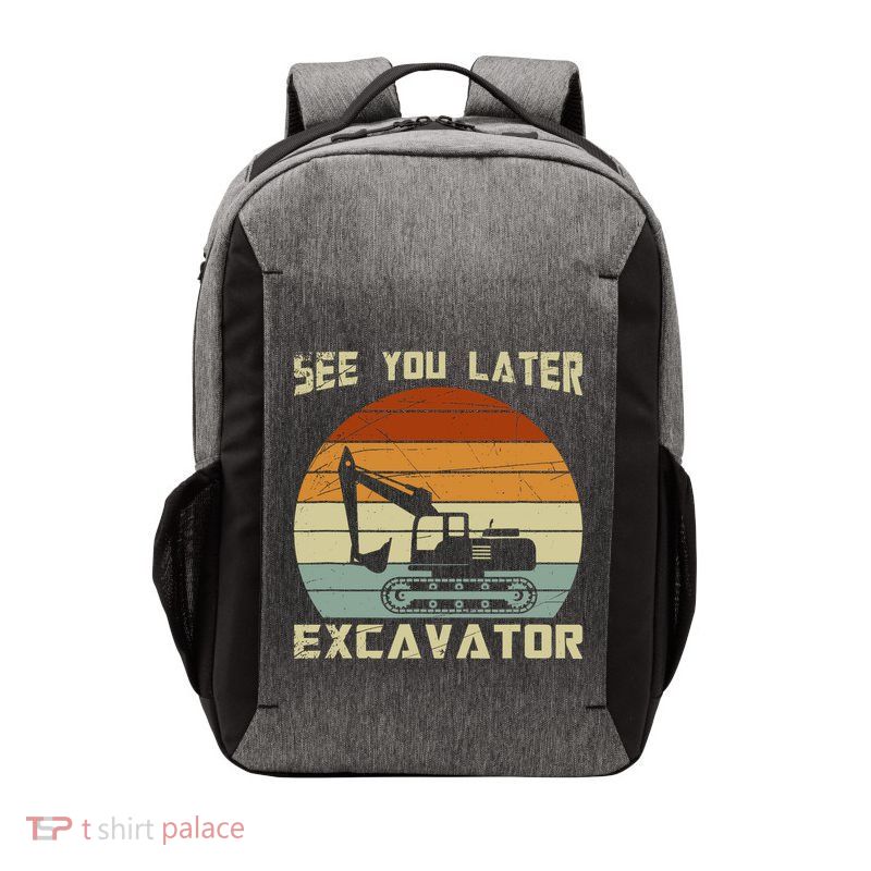 Retro See You Later Excavator Vector Backpack