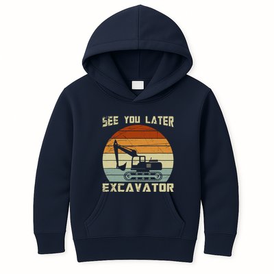 Retro See You Later Excavator Kids Hoodie