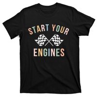 Retro Start Your Engines Checkered Flag Raceday Vintage T-Shirt