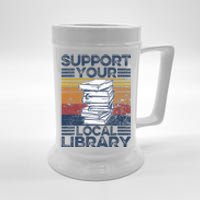 Retro Support Your Local Library Library Lover Book Reader Beer Stein