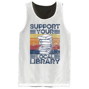 Retro Support Your Local Library Library Lover Book Reader Mesh Reversible Basketball Jersey Tank