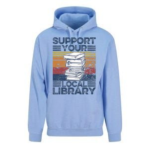 Retro Support Your Local Library Library Lover Book Reader Unisex Surf Hoodie