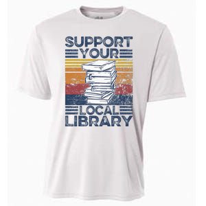 Retro Support Your Local Library Library Lover Book Reader Cooling Performance Crew T-Shirt