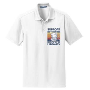 Retro Support Your Local Library Library Lover Book Reader Dry Zone Grid Polo