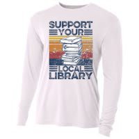 Retro Support Your Local Library Library Lover Book Reader Cooling Performance Long Sleeve Crew