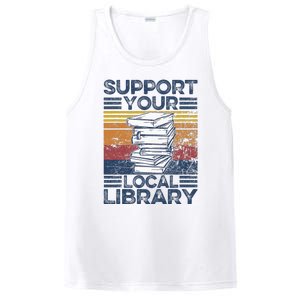 Retro Support Your Local Library Library Lover Book Reader PosiCharge Competitor Tank