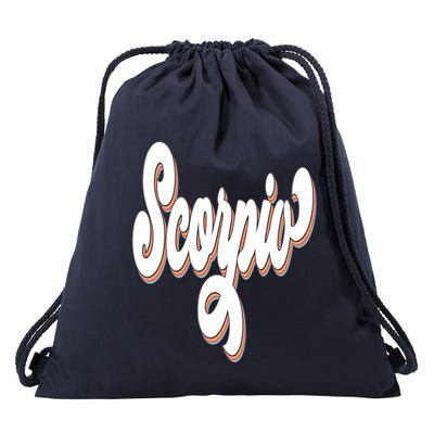 Retro Scorpio Zodiac Astrology Gift Drawstring Bag