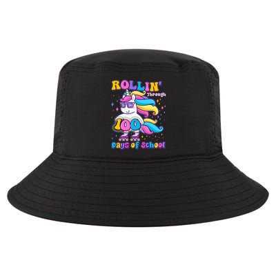 Rollin Through 100 Days Of School Roller Skating Unicorn Cool Comfort Performance Bucket Hat