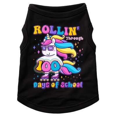 Rollin Through 100 Days Of School Roller Skating Unicorn Doggie Tank