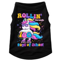 Rollin Through 100 Days Of School Roller Skating Unicorn Doggie Tank