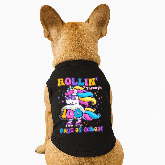 Rollin Through 100 Days Of School Roller Skating Unicorn Doggie Tank