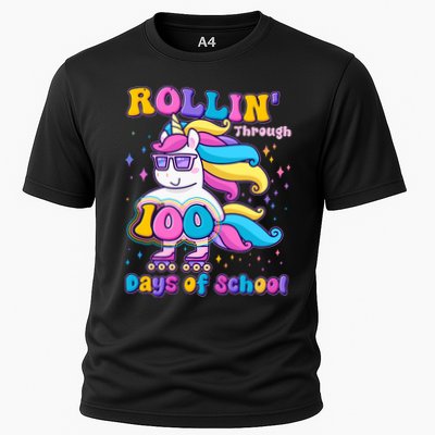Rollin Through 100 Days Of School Roller Skating Unicorn Performance Shirt