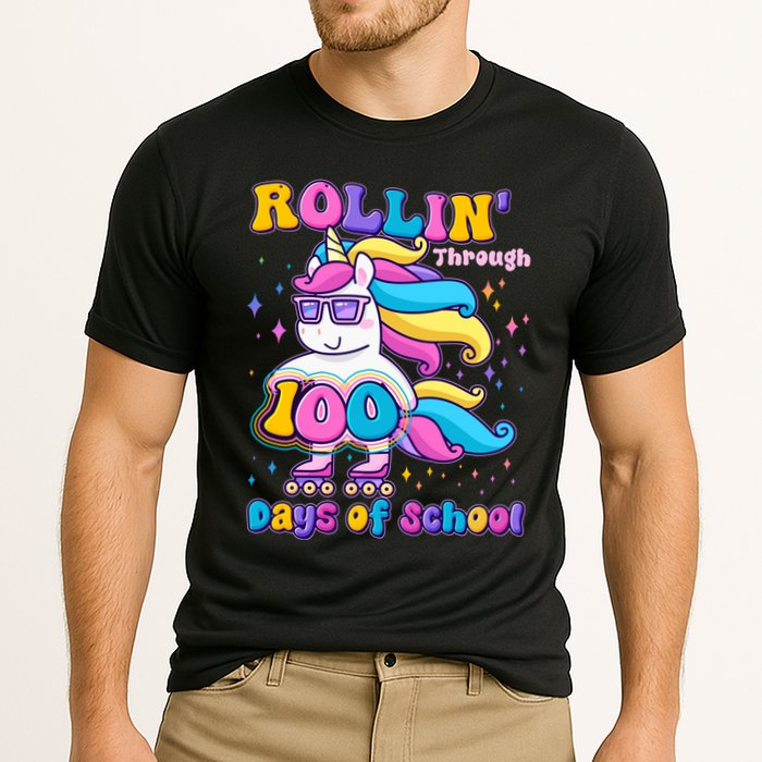Rollin Through 100 Days Of School Roller Skating Unicorn Performance Shirt