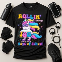 Rollin Through 100 Days Of School Roller Skating Unicorn Performance Shirt