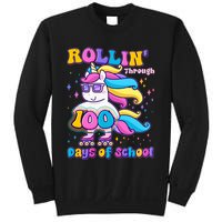 Rollin Through 100 Days Of School Roller Skating Unicorn Sweatshirt