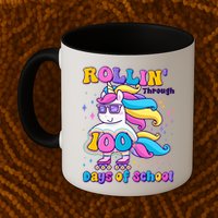 Rollin Through 100 Days Of School Roller Skating Unicorn Mug