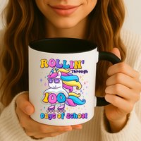 Rollin Through 100 Days Of School Roller Skating Unicorn Mug