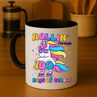 Rollin Through 100 Days Of School Roller Skating Unicorn Mug