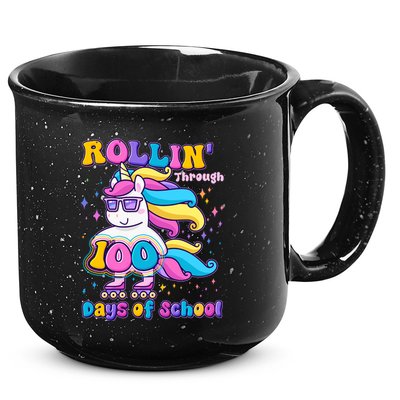 Rollin Through 100 Days Of School Roller Skating Unicorn 15oz Campfire Ceramic Mug