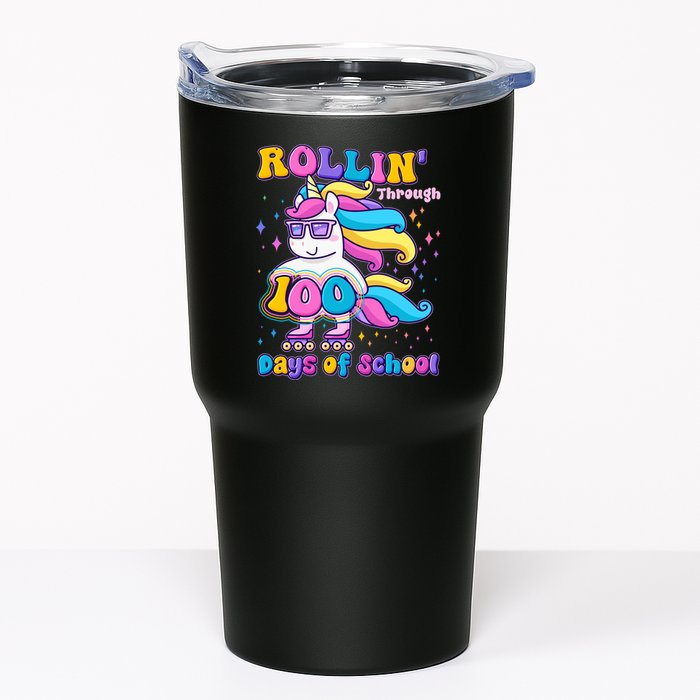 Rollin Through 100 Days Of School Roller Skating Unicorn Tumbler