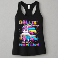 Rollin Through 100 Days Of School Roller Skating Unicorn Womens Tank Top