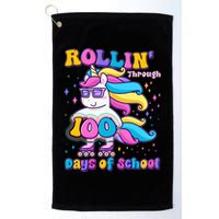 Rollin Through 100 Days Of School Roller Skating Unicorn Golf Towel