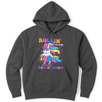 Rollin Through 100 Days Of School Roller Skating Unicorn Hoodie