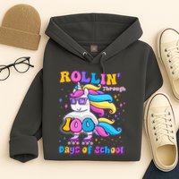 Rollin Through 100 Days Of School Roller Skating Unicorn Hoodie