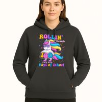 Rollin Through 100 Days Of School Roller Skating Unicorn Hoodie