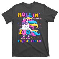 Rollin Through 100 Days Of School Roller Skating Unicorn T-Shirt