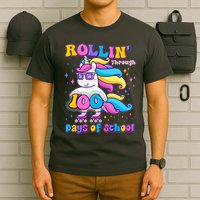 Rollin Through 100 Days Of School Roller Skating Unicorn T-Shirt