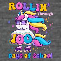 Rollin Through 100 Days Of School Roller Skating Unicorn Button