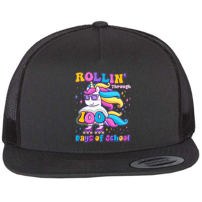 Rollin Through 100 Days Of School Roller Skating Unicorn Flatbill Hat