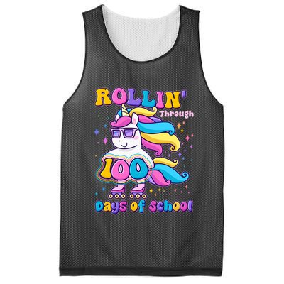 Rollin Through 100 Days Of School Roller Skating Unicorn Mesh Reversible Basketball Jersey Tank