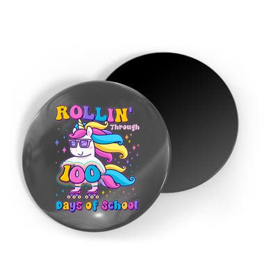 Rollin Through 100 Days Of School Roller Skating Unicorn Magnet