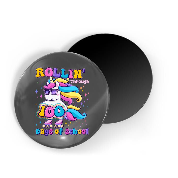 Rollin Through 100 Days Of School Roller Skating Unicorn Magnet