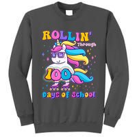 Rollin Through 100 Days Of School Roller Skating Unicorn Tall Sweatshirt