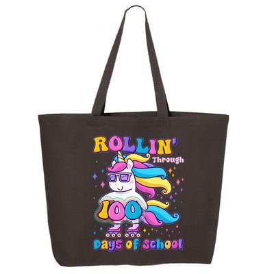 Rollin Through 100 Days Of School Roller Skating Unicorn 25L Jumbo Tote