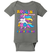 Rollin Through 100 Days Of School Roller Skating Unicorn Baby Bodysuit