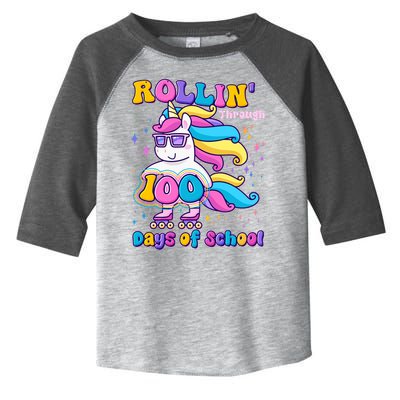 Rollin Through 100 Days Of School Roller Skating Unicorn Toddler Fine Jersey T-Shirt