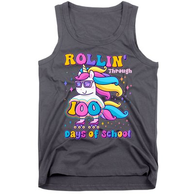 Rollin Through 100 Days Of School Roller Skating Unicorn Tank Top