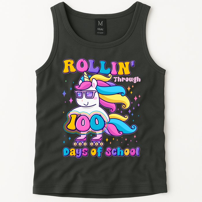 Rollin Through 100 Days Of School Roller Skating Unicorn Tank Top