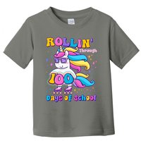 Rollin Through 100 Days Of School Roller Skating Unicorn Toddler T-Shirt