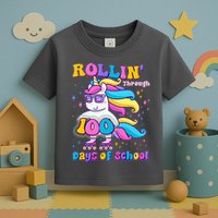 Rollin Through 100 Days Of School Roller Skating Unicorn Toddler T-Shirt