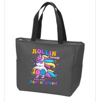 Rollin Through 100 Days Of School Roller Skating Unicorn Zip Tote Bag