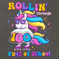 Rollin Through 100 Days Of School Roller Skating Unicorn Cotton Canvas Backpack