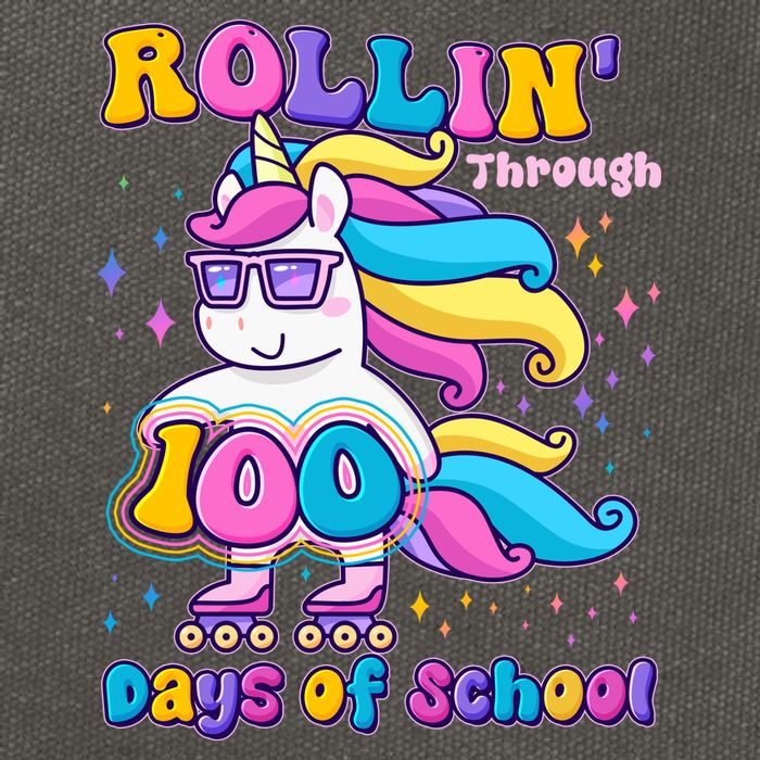 Rollin Through 100 Days Of School Roller Skating Unicorn Cotton Canvas Backpack